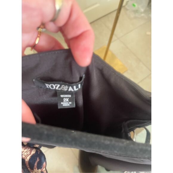 Roz & Ali Plus Size Black Chiffon Rhinestone Strap Ladder Sleeve Party Dress Siz - Picture 7 of 7